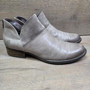 Born Karava Gray Taupe Leather Ankle Boots Booties